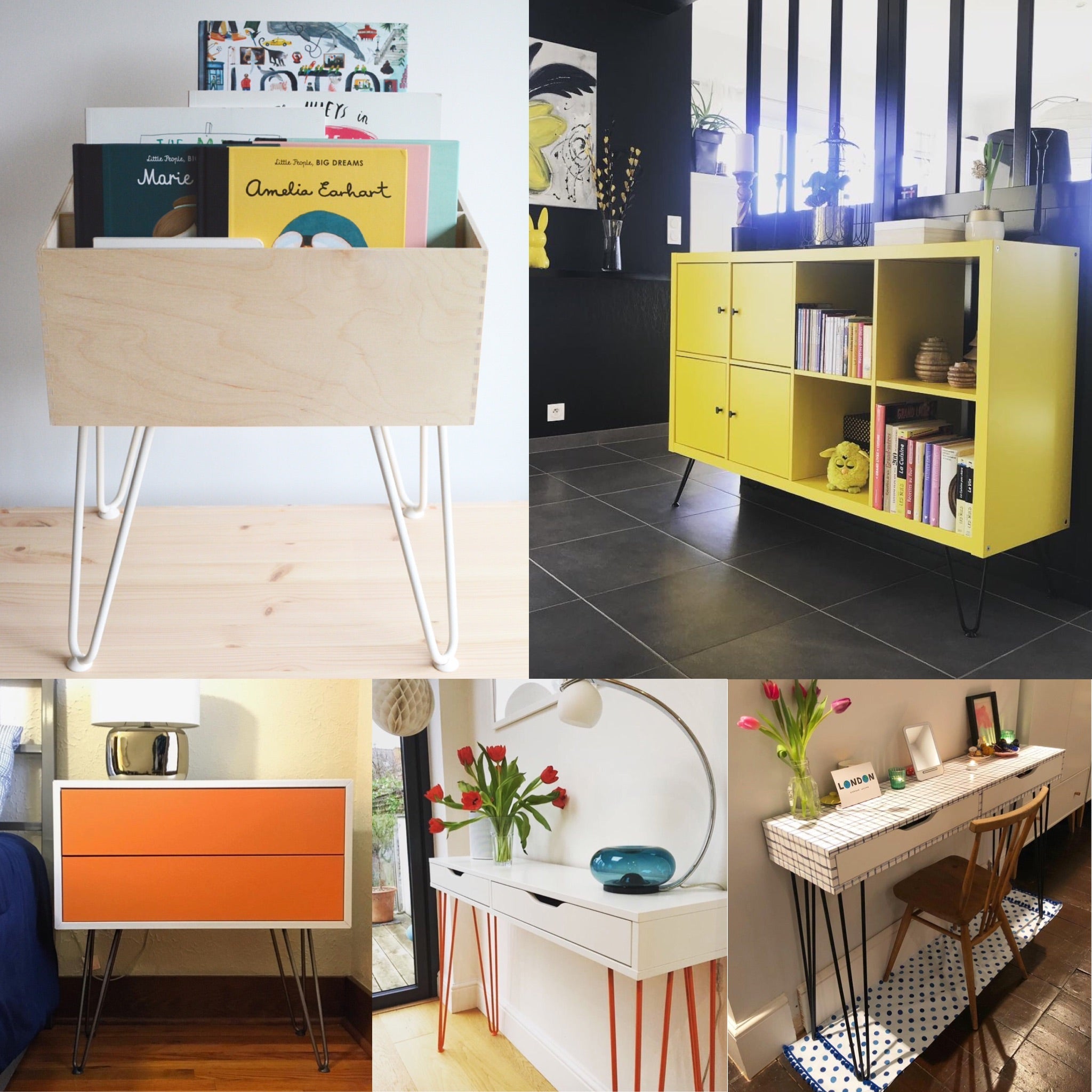 IKEA HACK NÄSINGE アンティーク仕上　1脚 DIY with hairpin legs: 5 IKEA hacks to declutter your home