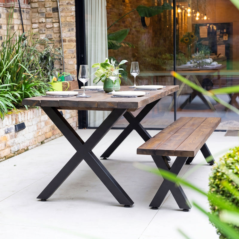 Chunky X-Frame Industrial Legs, with Outdoor Hardware Pack | 71cm Table Wide