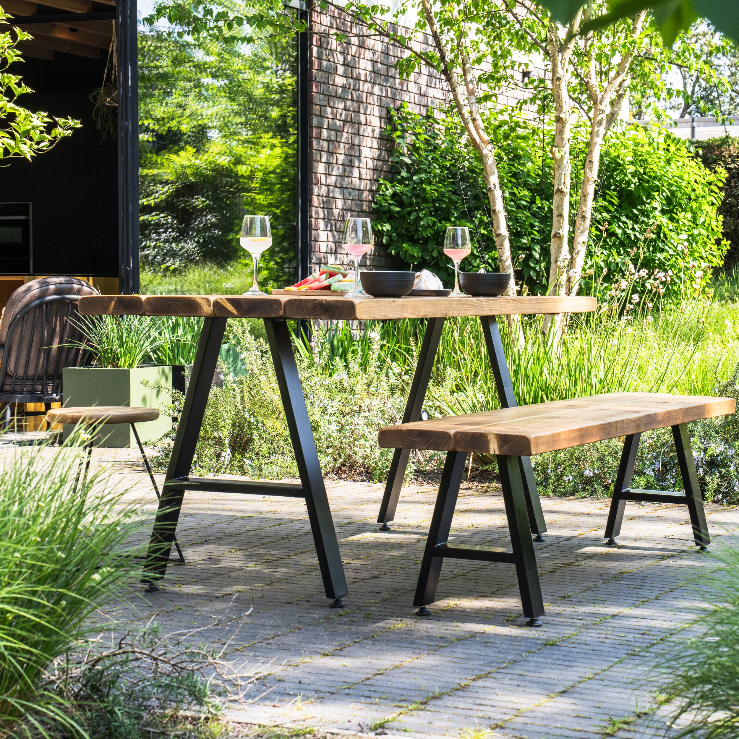 A-Frame Industrial legs, with Outdoor Hardware Pack | 71cm Table