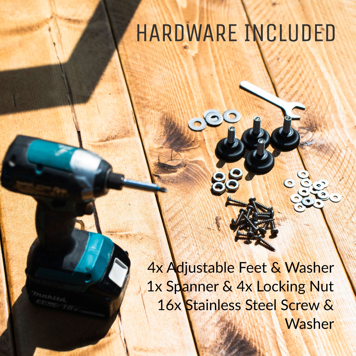 Square Industrial Legs, with Outdoor Hardware Pack | 71cm Table