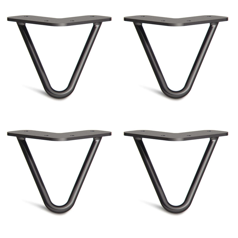 10cm Hairpin Legs - Furniture Feet-2 Rod-Black-The Hairpin Leg Co.