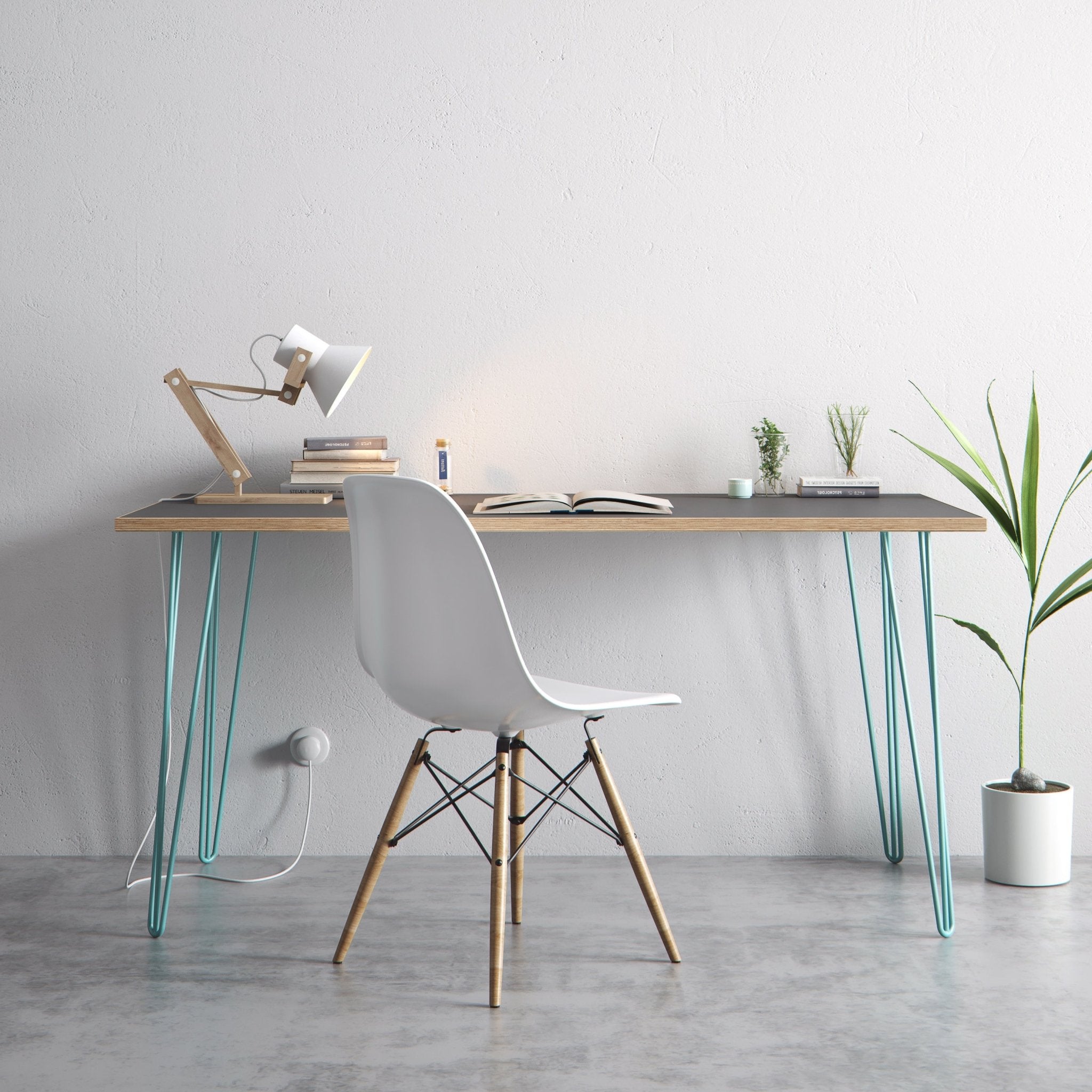 Hairpin Table (Grey)-Grey-Small (60cm x 120cm)-The Hairpin Leg Co.