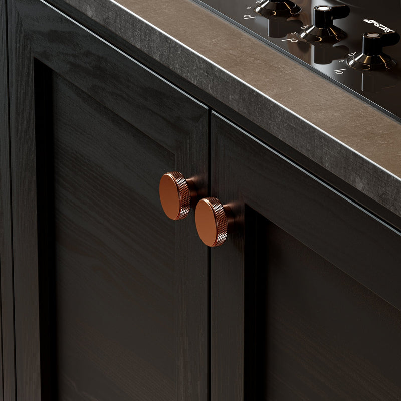 Knurl 40mm Knob-Satin Copper--The Hairpin Leg Co.