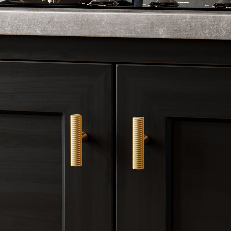 Spiral 12mm Pull Handle-Brushed Brass-T-Bar 55mm-The Hairpin Leg Co.