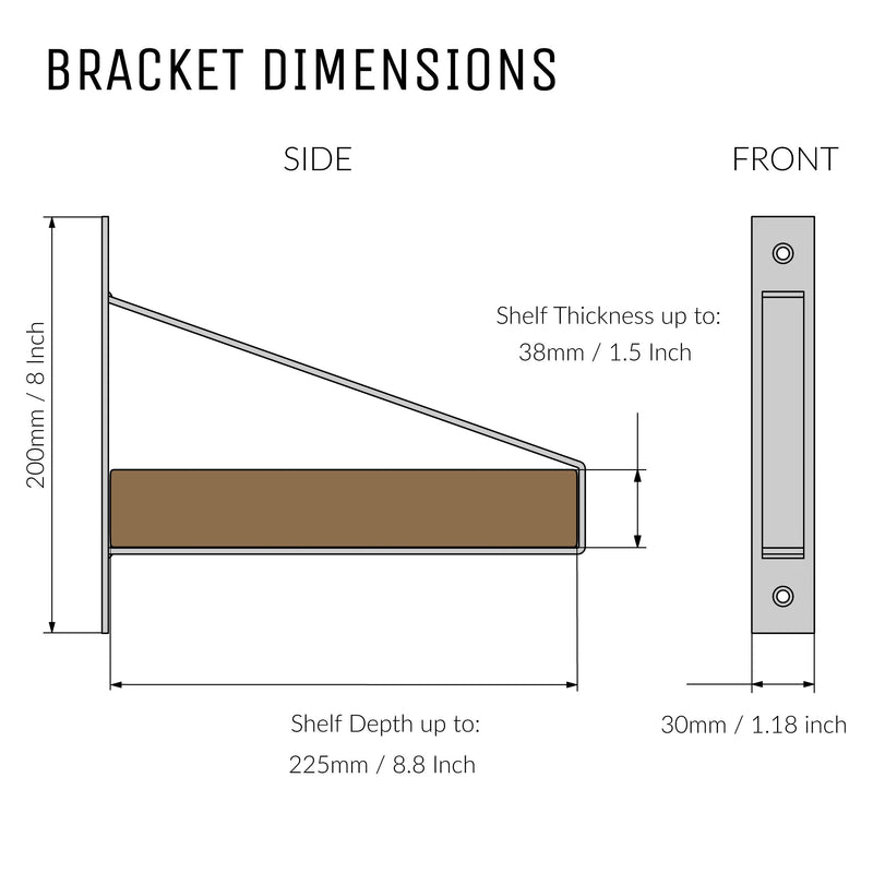Suspense Shelf-Clear Coat-225mm x 38mm (Scaffold Board)-The Hairpin Leg Co.