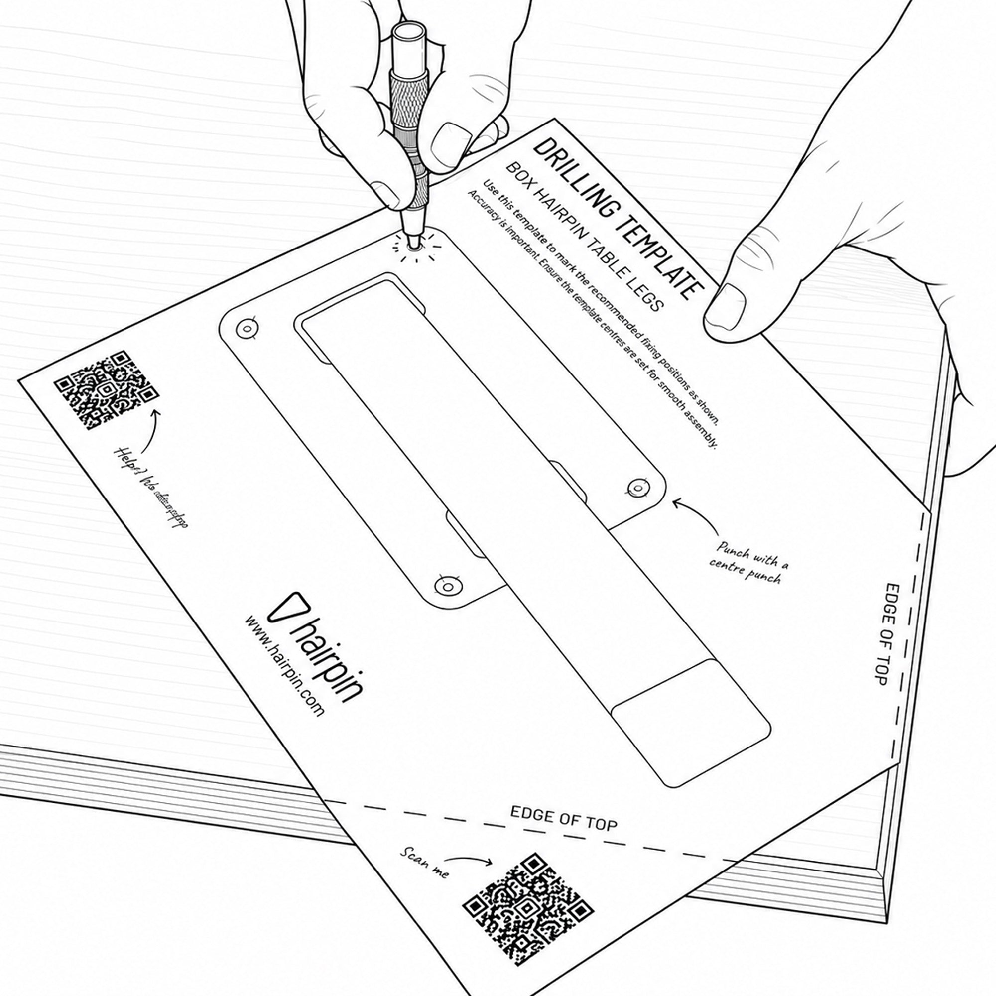 Box Hairpin 71cm Drilling Template