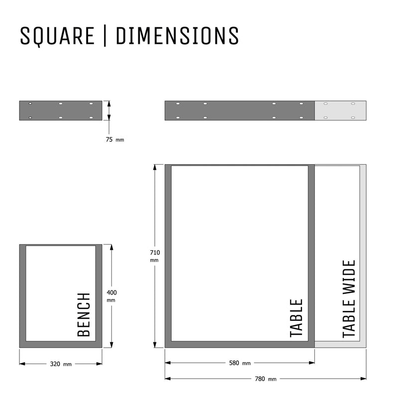 Square Industrial legs-Table Wide (H71cm x W78cm)-White-The Hairpin Leg Co.