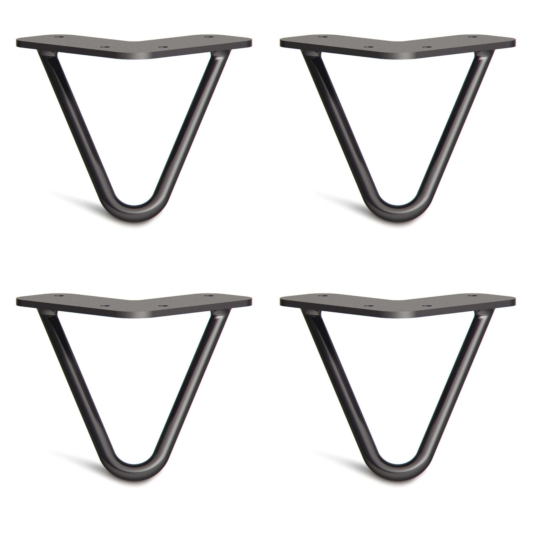 10cm Hairpin Legs - Furniture Feet-2 Rod-Black-The Hairpin Leg Co.