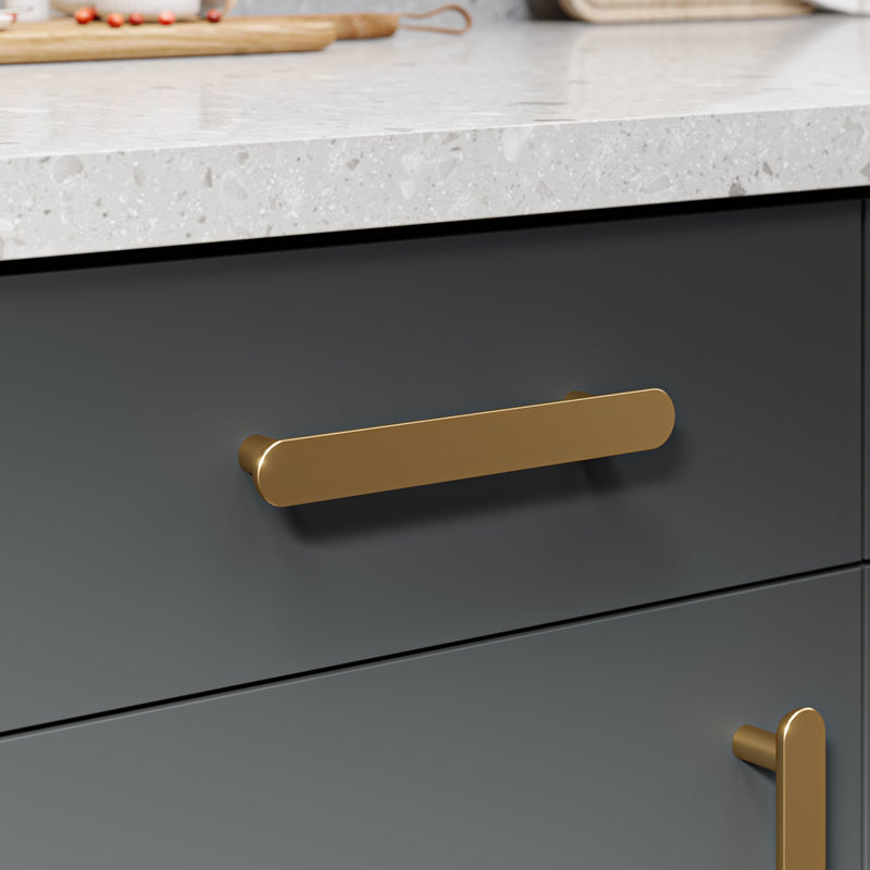 Bar Trim Pull Handle-Brushed Brass-165mm-The Hairpin Leg Co.