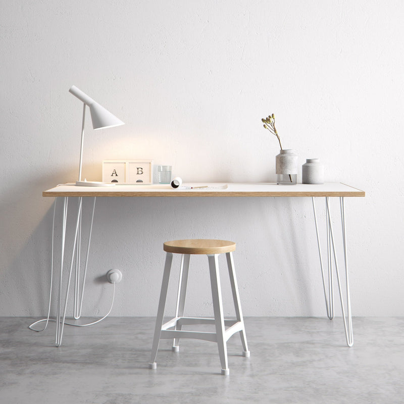 Hairpin Table (White)-White-Small (60cm x 120cm)-The Hairpin Leg Co.