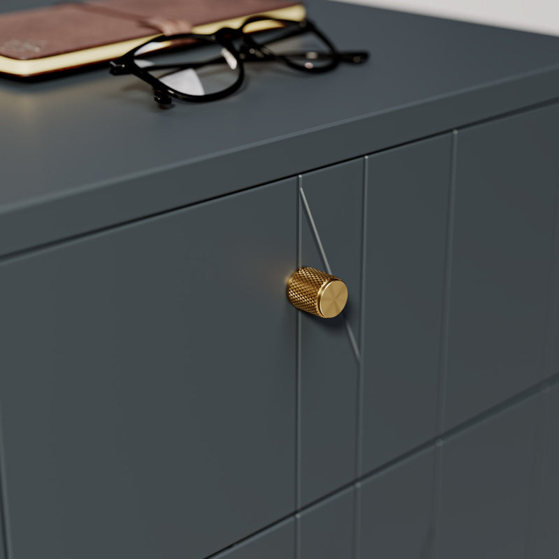 Knurl 18mm Knob-Brushed Brass--The Hairpin Leg Co.