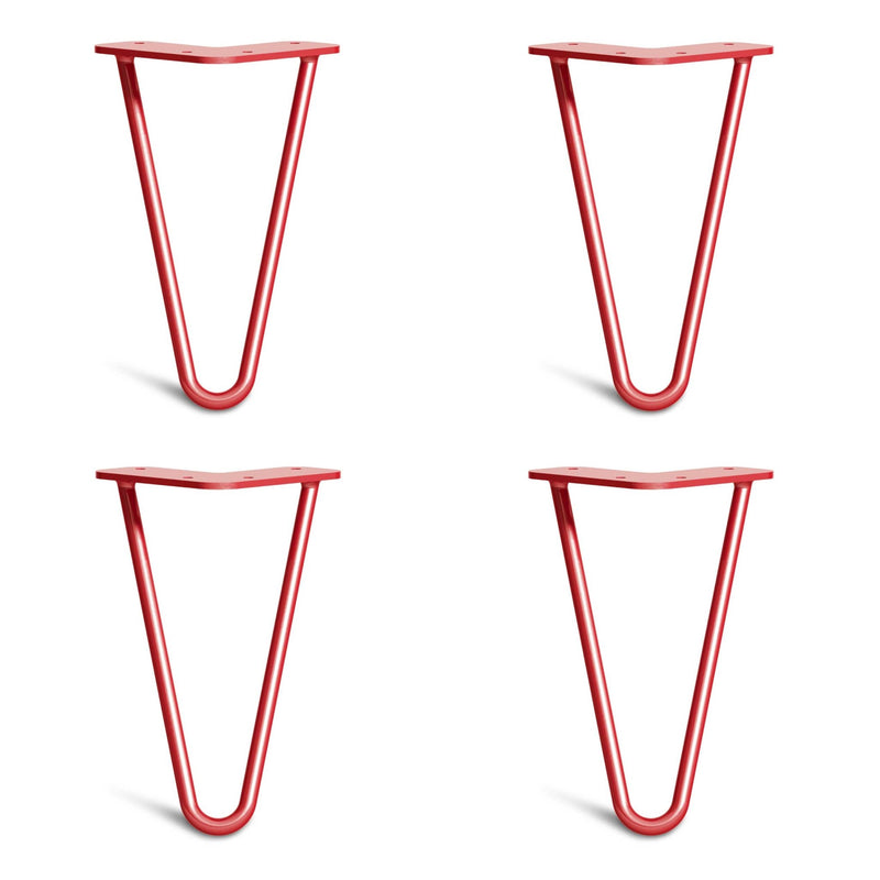 Red Hairpin Legs-4" / 10cm - Furniture Feet-2 Rod-The Hairpin Leg Co.