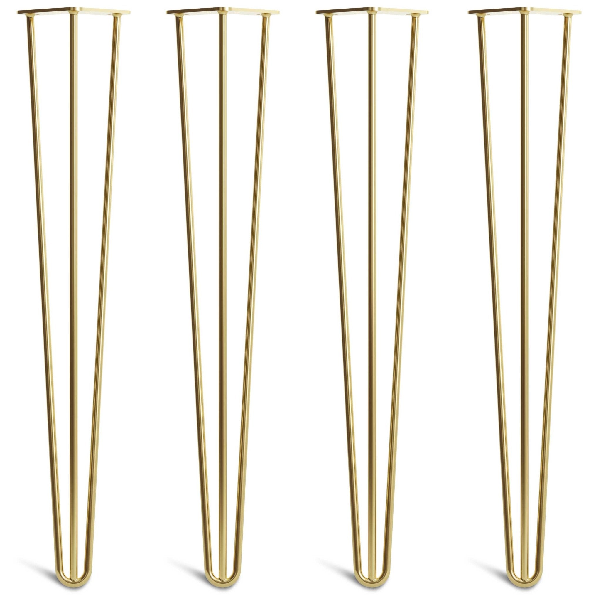 Satin Brass Hairpin Legs-28" / 71cm - Desk & Dining Table-3 Rod-The Hairpin Leg Co.