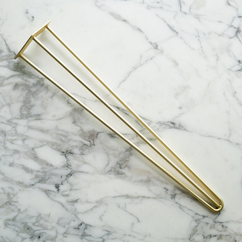 Satin Brass Hairpin Legs-28" / 71cm - Desk & Dining Table-3 Rod-The Hairpin Leg Co.