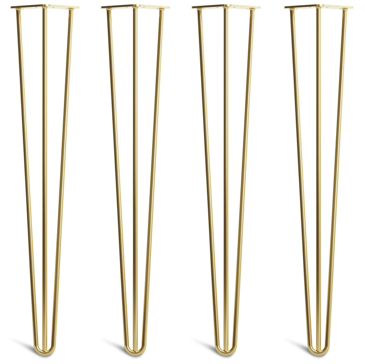 Satin Brass Hairpin Legs-28" / 71cm - Desk & Dining Table-3 Rod-The Hairpin Leg Co.