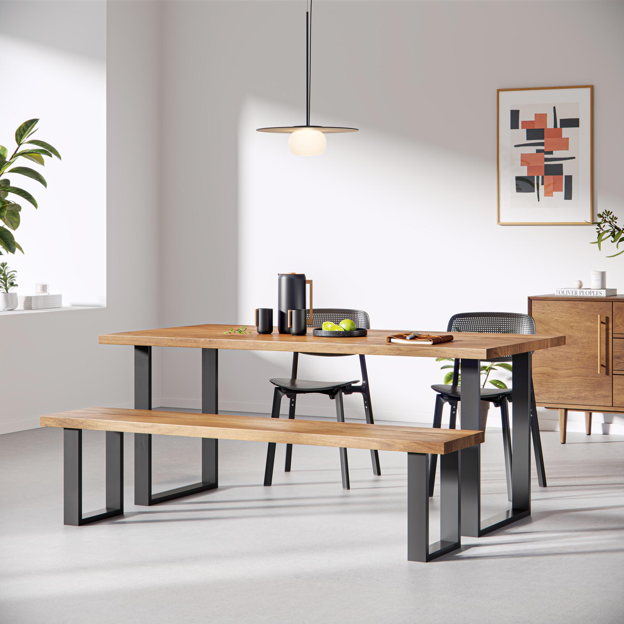 Square Industrial legs-Table (H71cm x W58cm)-Black-The Hairpin Leg Co.